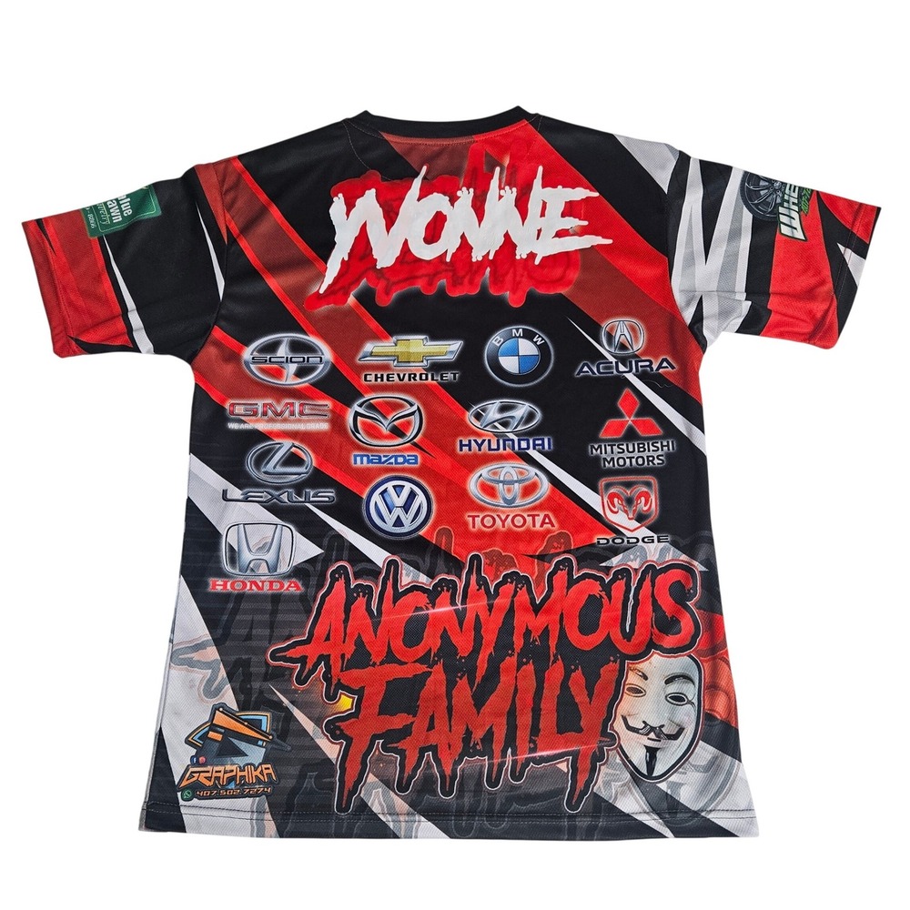 Graphika Anonymous Family Racing Jersey Sublimation Mens Medium Red Auto Logos